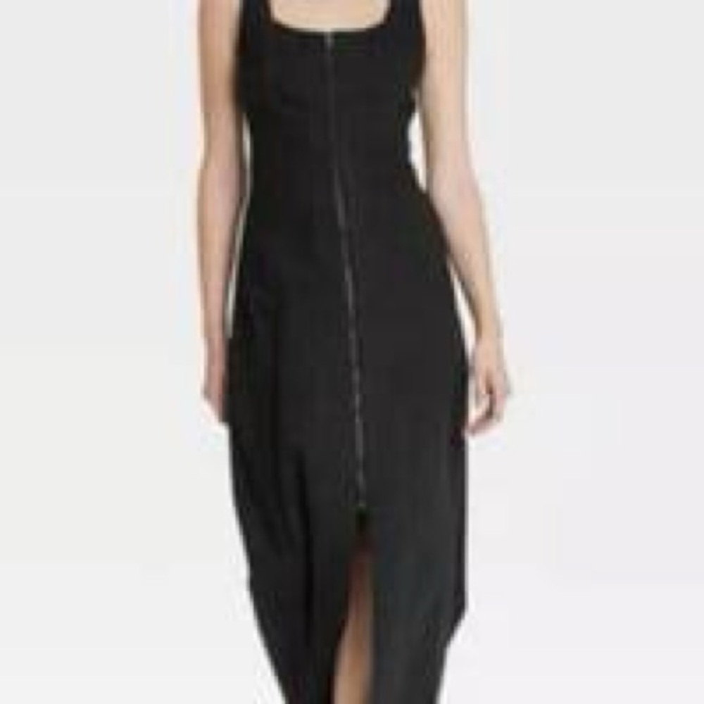 Universal Thread Black Sleeveless Zip UpFront Denim Dress 2 • NWT - Picture 4 of 9